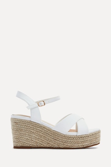 Linzi White Vision Crossover Rope Detail Wedges