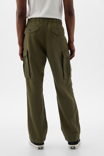 Gap Green Linen Blend Cargo Trousers
