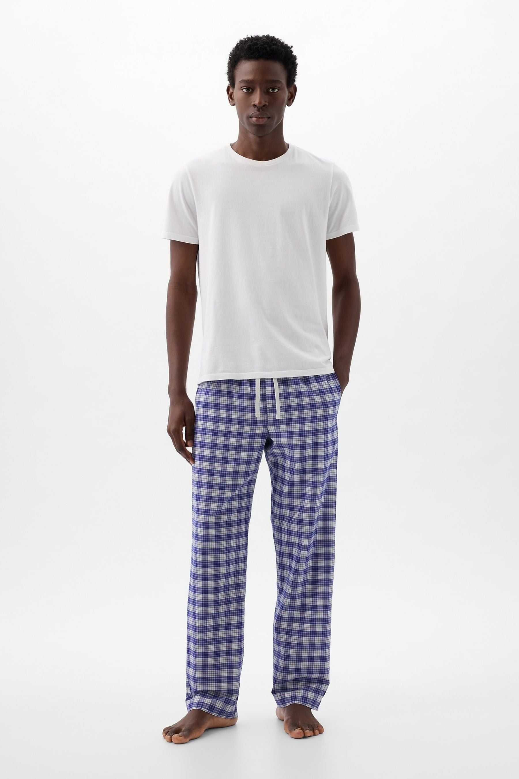 Buy Gap Dark Blue Check Soft Pyjama Bottoms from the Next UK