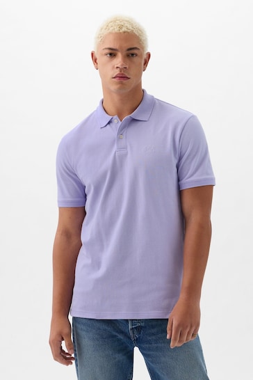 Gap Purple Logo Pique Short Sleeve Polo Shirt