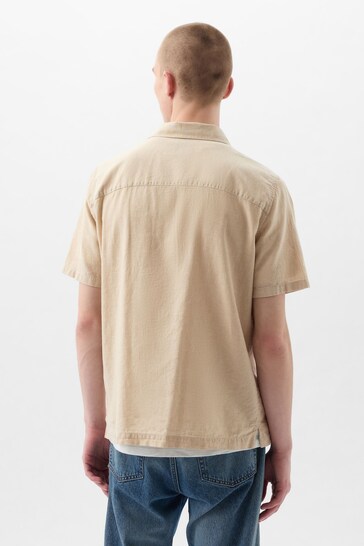 Gap Neutral Linen Cotton Short Sleeve Shirt