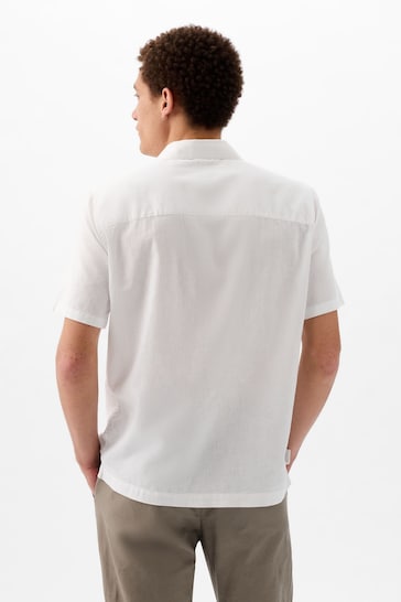 Gap White Linen Cotton Short Sleeve Shirt