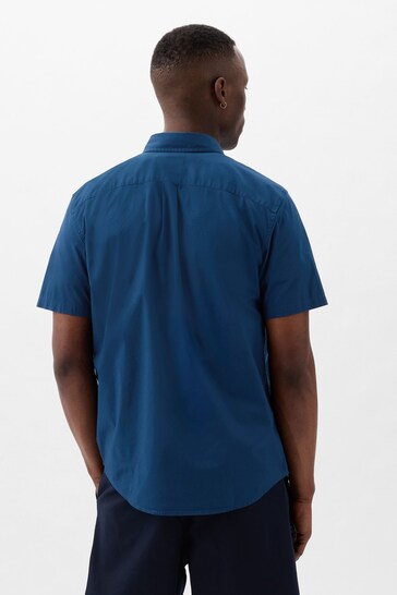 Gap Blue All Day Poplin Short Sleeve Shirt in Standard Fit