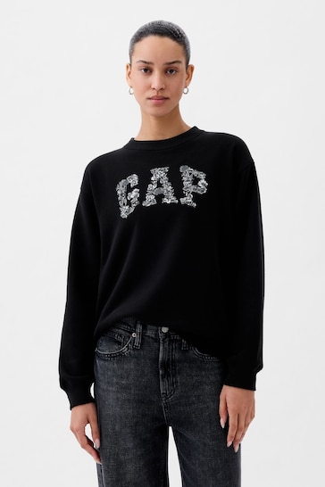 Gap Black Logo Crew Neck Long Sleeve Sweatshirt
