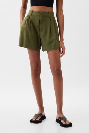 Gap Olive Green 4" Linen Cotton Everyday Shorts