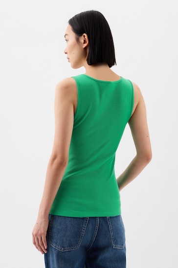 Gap Green Ribbed Scoop Neck Thick Strap Vest