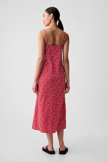 Gap Red Floral Slip Midi Dress