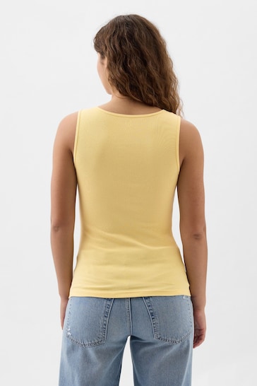 Gap Yellow Ribbed Scoop Neck Thick Strap Vest