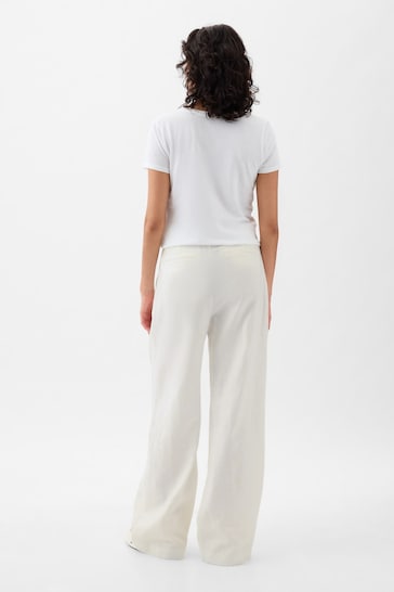 Gap White High Waisted Linen Cotton Trousers