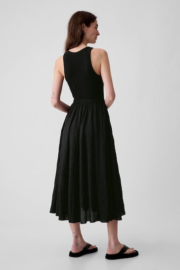 Gap Black Cotton Sleeveless Midi Dress