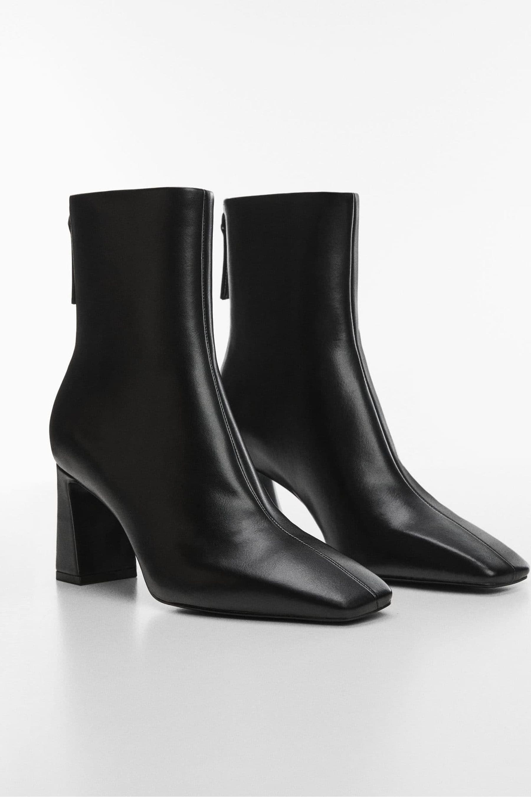 Buy Mango Cream Heeled Ankle Boots with Zip Fastening from the
