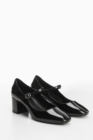 Mango Mary jane black patent heels