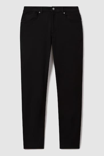 Reiss Black Rufus Tapered Slim Fit Jersey Jeans