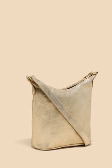White Stuff Gold Mini Fern Leather Cross-Body Bag