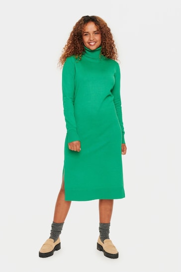 Saint Tropez Green Mila Rollneck Knitted Midi Dress