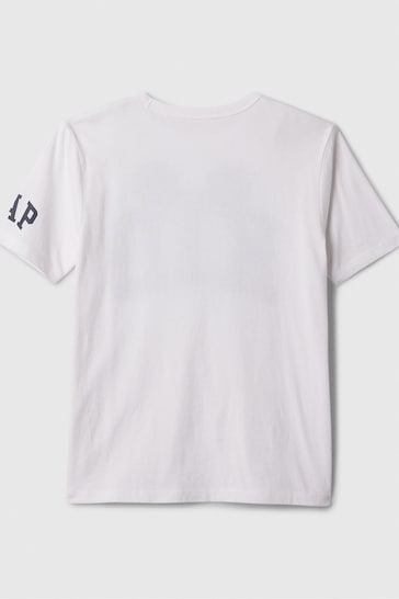 Gap White Cotton Disney Graphic Logo Short Sleeve Crew Neck T-Shirt (4-13yrs)