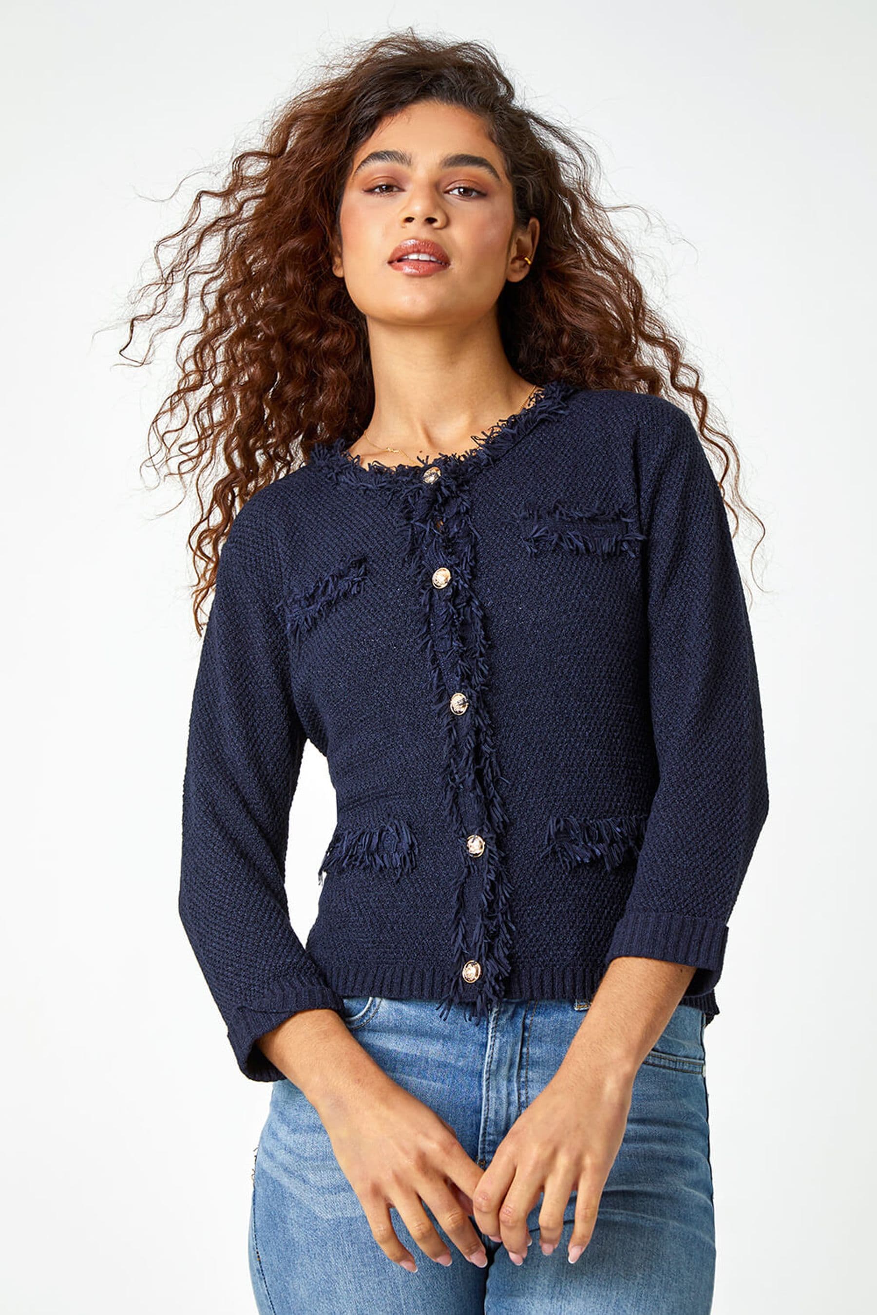 Fringe knit sales jacket