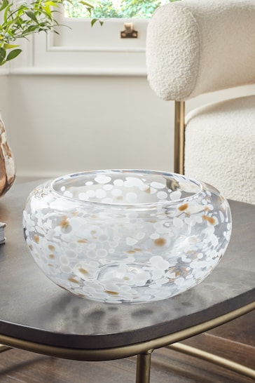White/Gold Confetti Glass Bowl