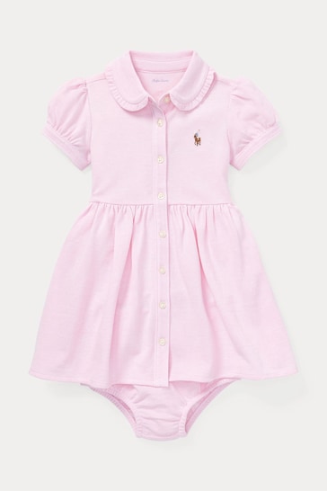 Polo Ralph Lauren Baby Light Pink Shirt Romper Dress