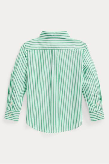 Polo Ralph Lauren Boys Green Striped Cotton Poplin Shirt