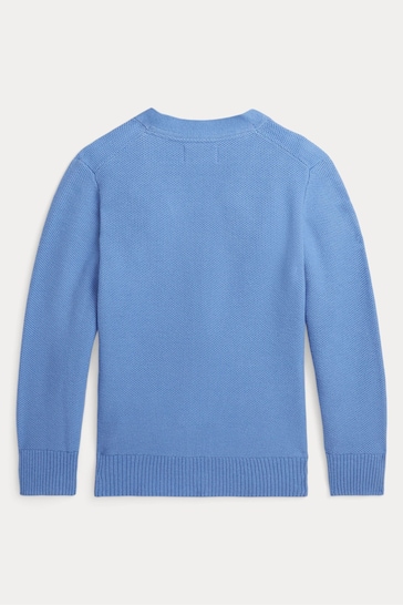 Polo Ralph Lauren Boys Blue Knit Cotton V-Neck Cardigan