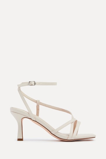 Linzi Nude Cassie Wide Fit Mid Heel Strappy Sandals With Ankle Strap