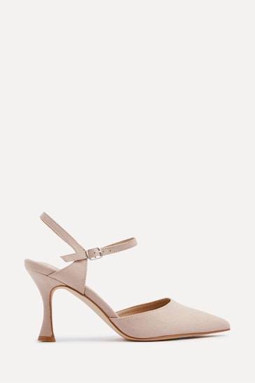 Linzi Nude Duet Wide Fit Openback Heels With Ankle Straps
