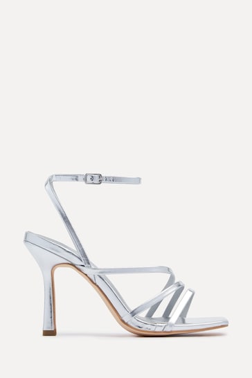 Linzi Silver Scarlett Strappy Heel Sandals With Ankle Strap