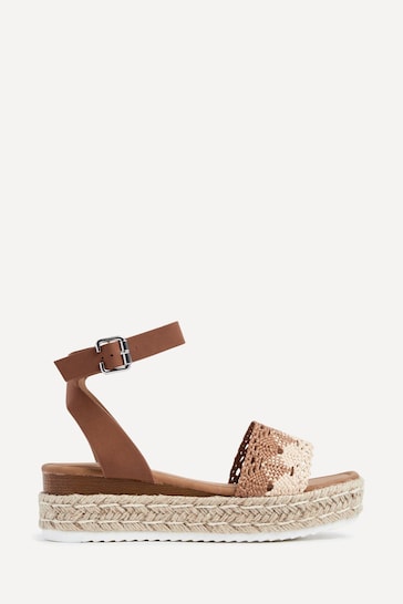 Linzi Brown Harbour Two Part Raffia Flatform Phelps Sandals