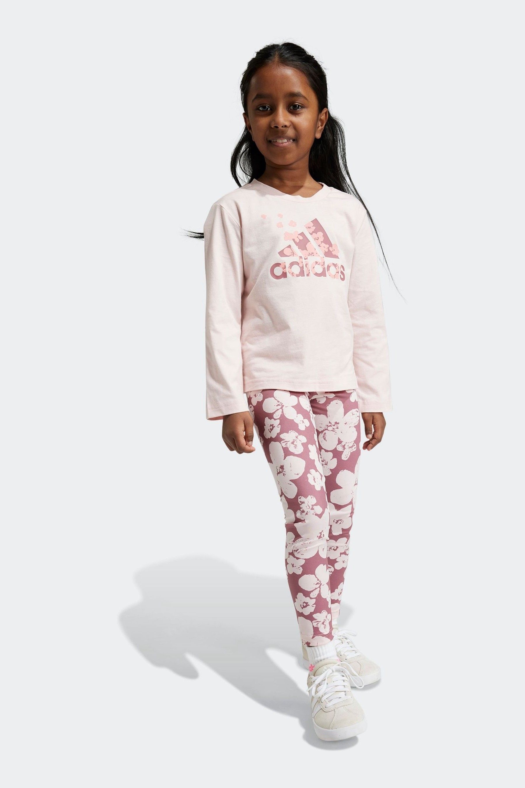 Pink adidas leggings and shirt new arrivals