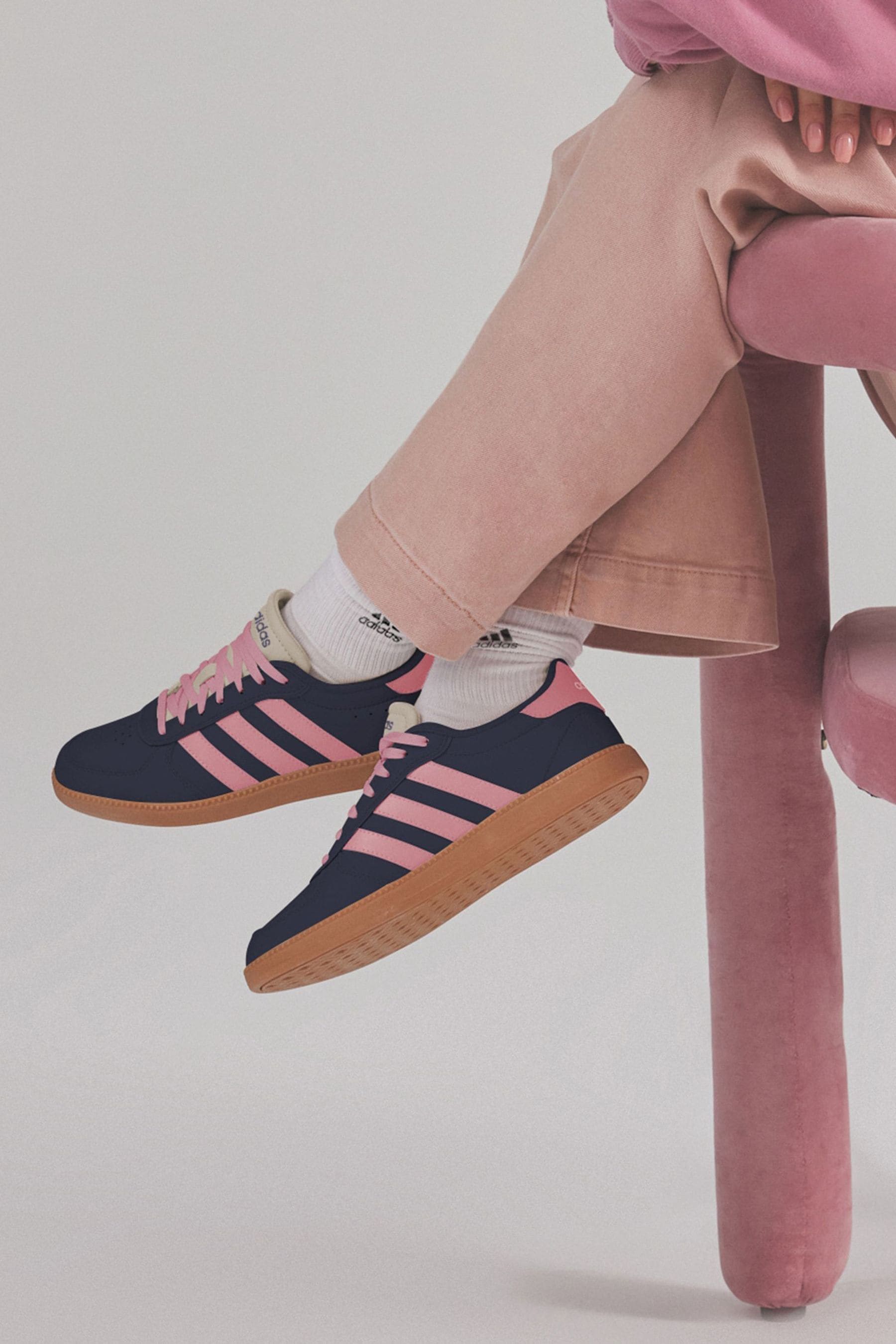 Adidas navy and pink trainers store