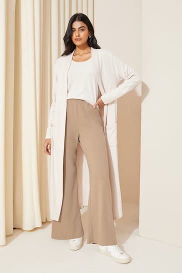 Friends Like These Beige Petite Soft Touch Wide Leg Jersey Trousers