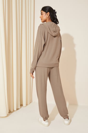 Friends Like These Mushroom Brown Supersoft Cosy Jersey Cuffed Hem Jogger