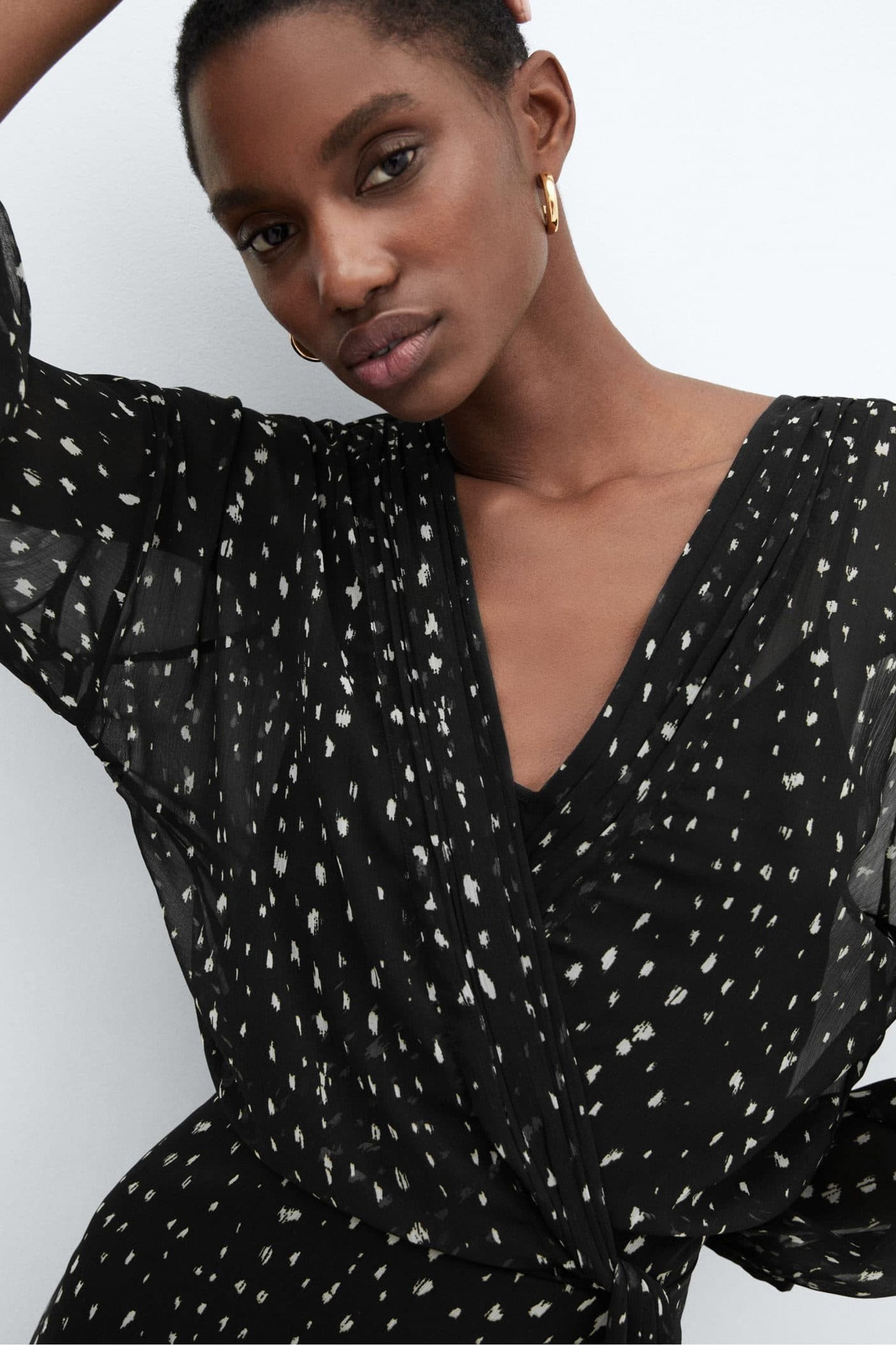 Mango black wrap dress deals