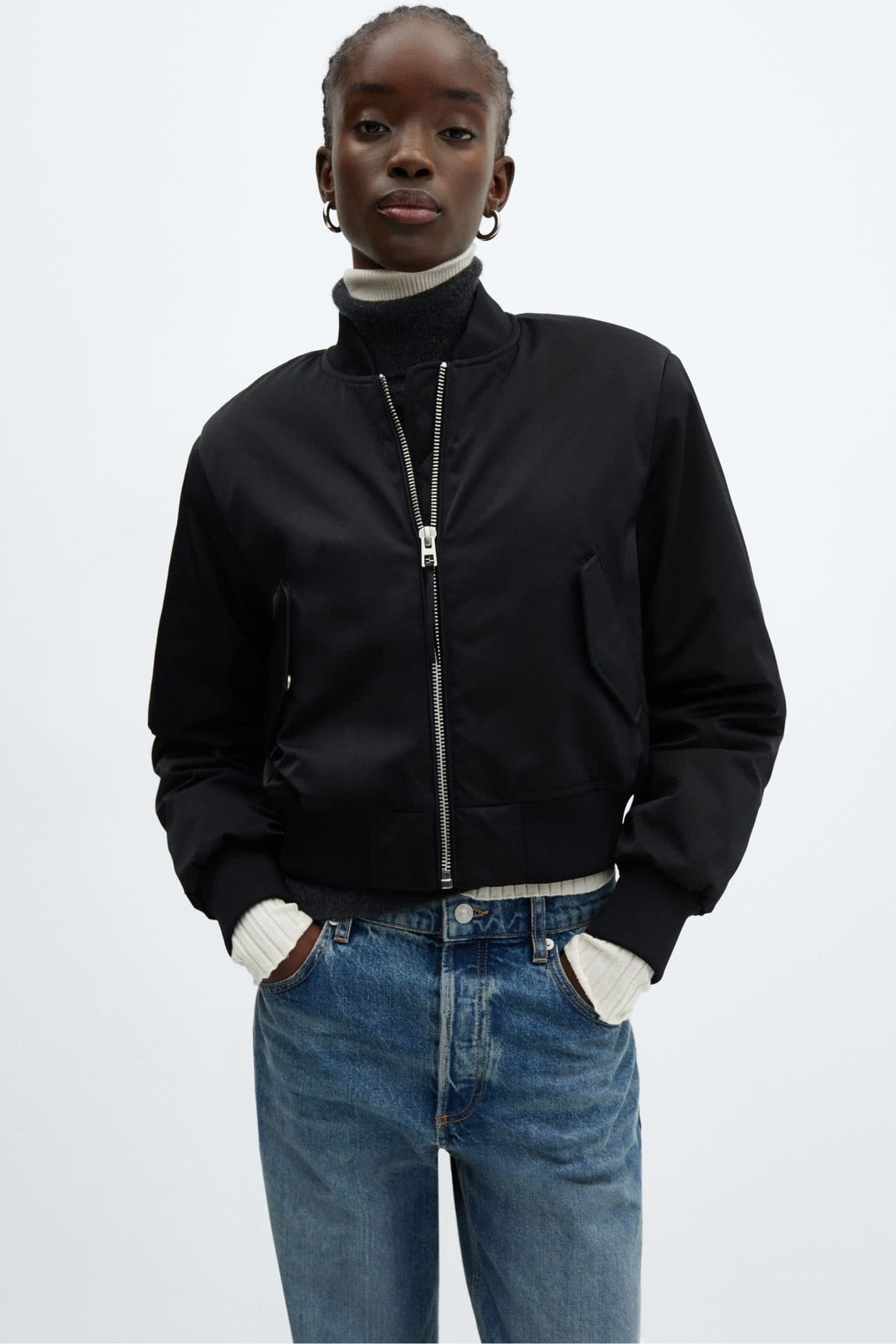 Black bomber jacket oversized shop