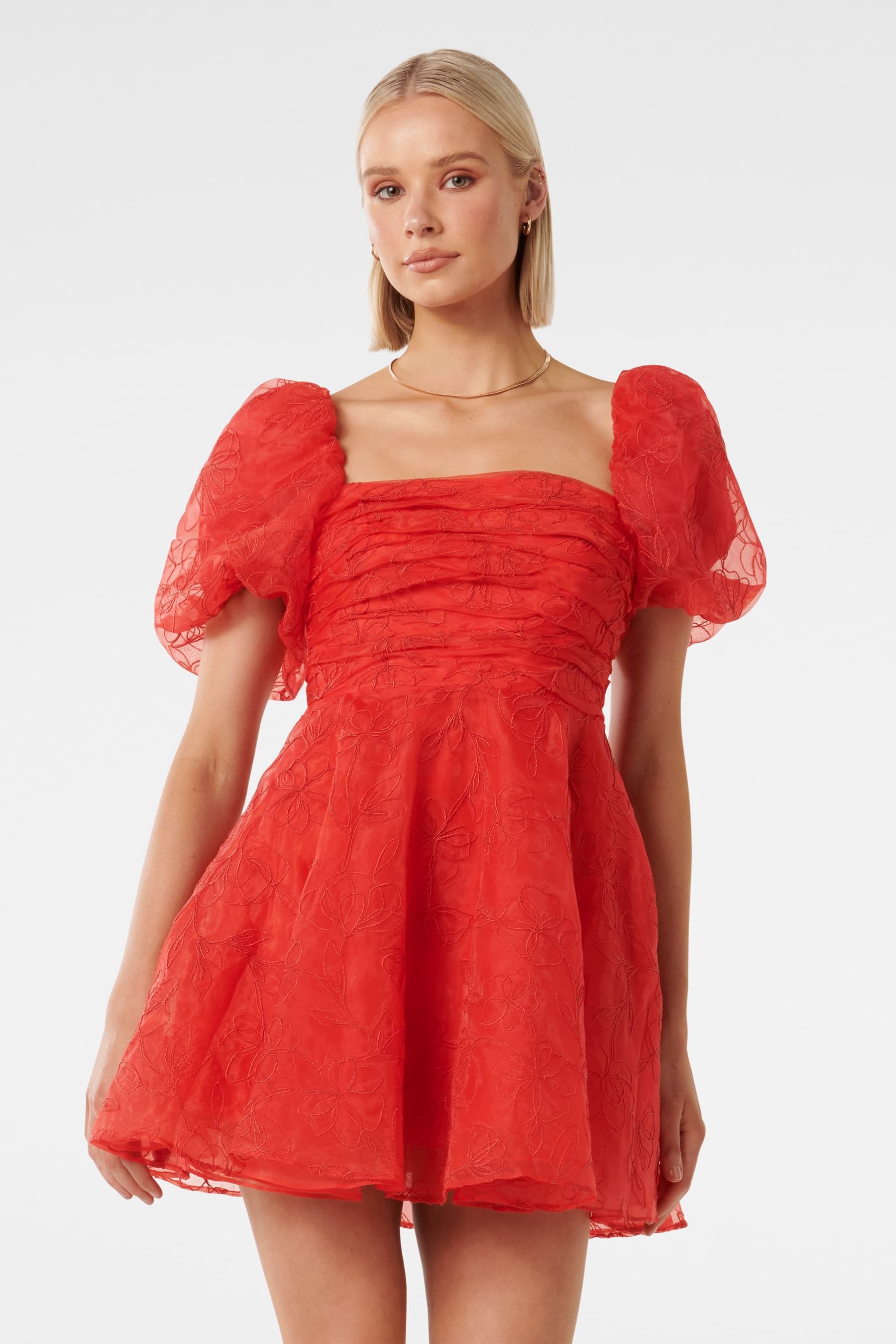 Forever new lace embroidered skater dress in hotsell blue
