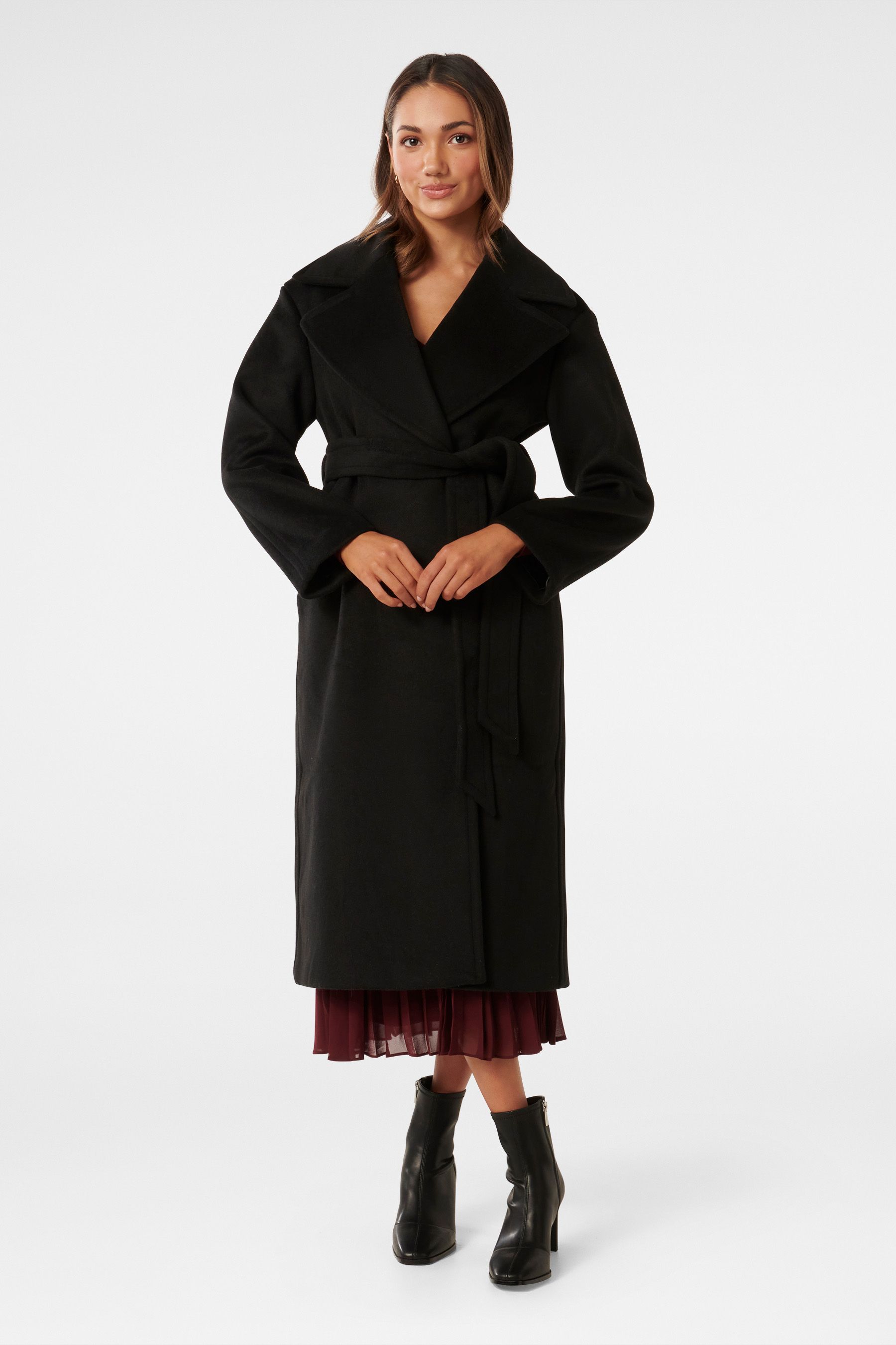 Petite black wrap coat top