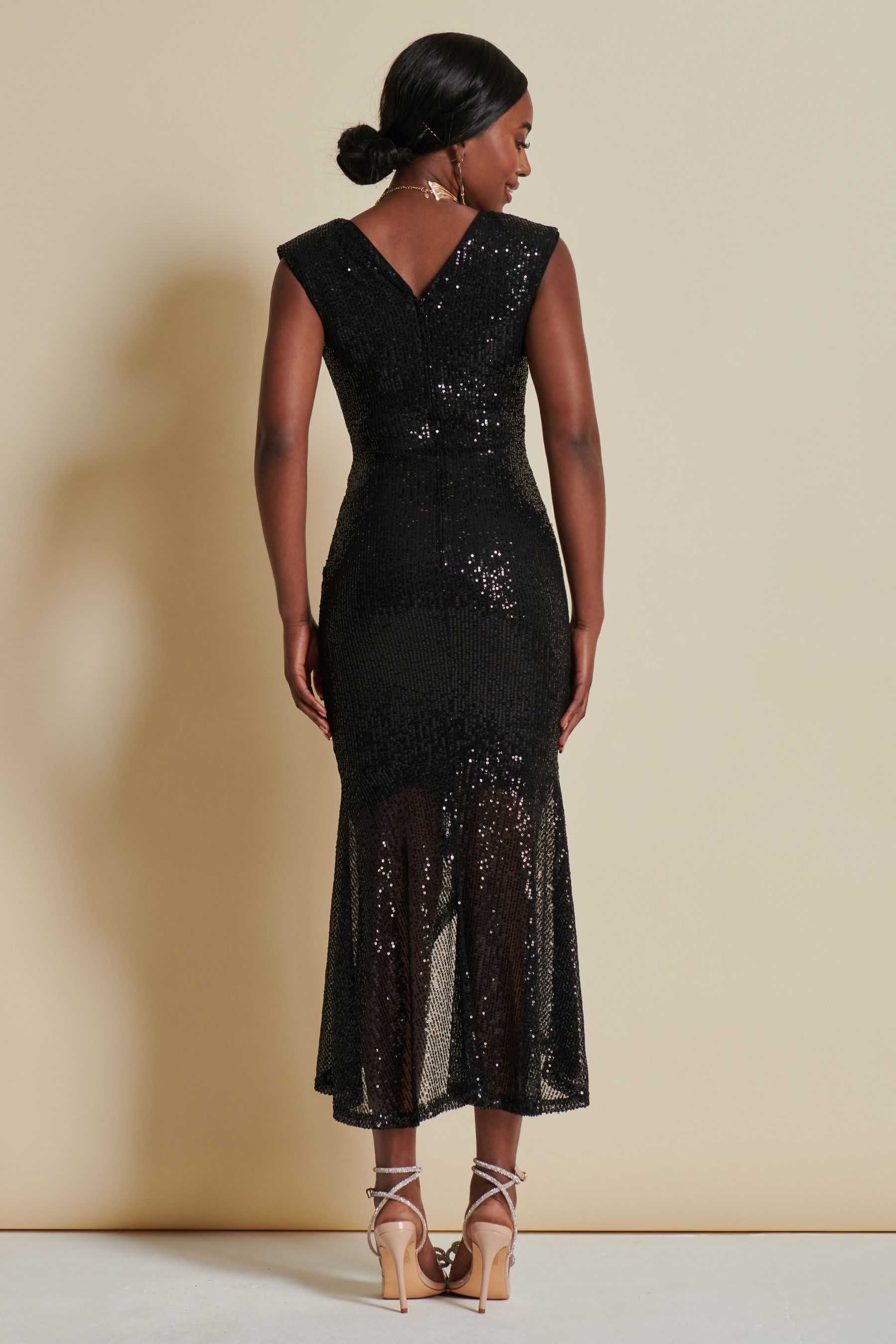 Fishtail sequin maxi dress online