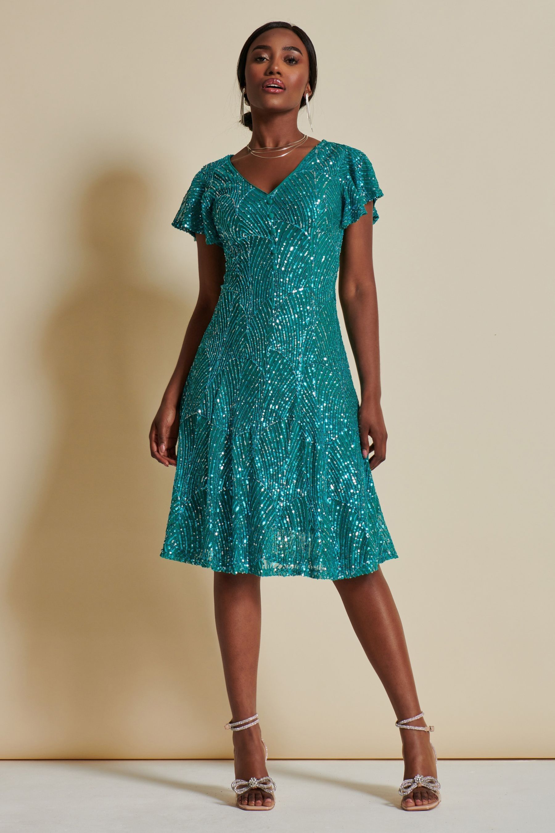 Buy Jolie Moi Sequin Fit and Flare Midi Dress from the Next UK