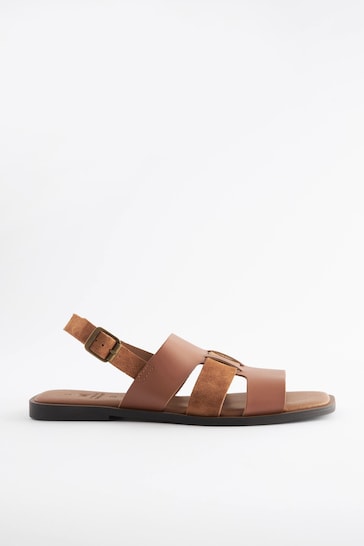 Tan Brown Regular/Wide Fit Forever Comfort® Leather Slingback Sandals