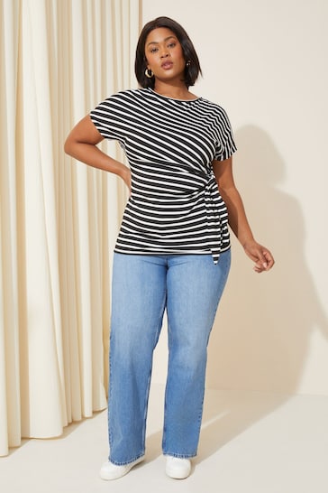 Curves Like These Stripe Soft Jersey Tie Side Tunic Top