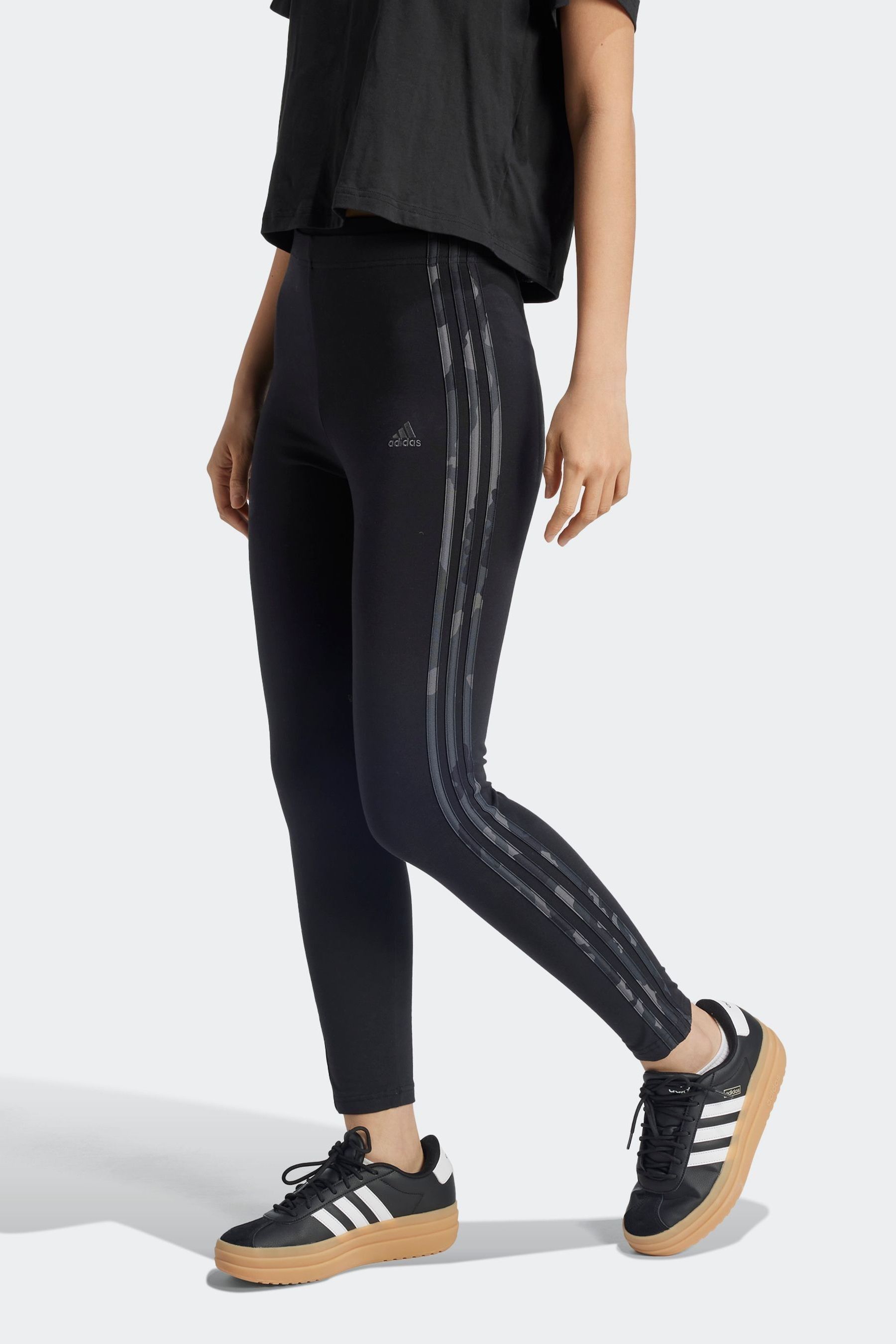 adidas Dark Black Camo 3 Stripe Leggings