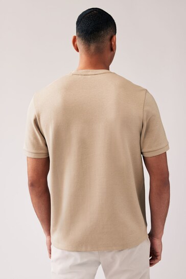 Stone Natural Badged T-Shirt