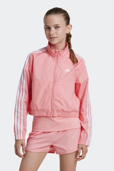 adidas Pink Kids 3 Stripe Essentials Jacket