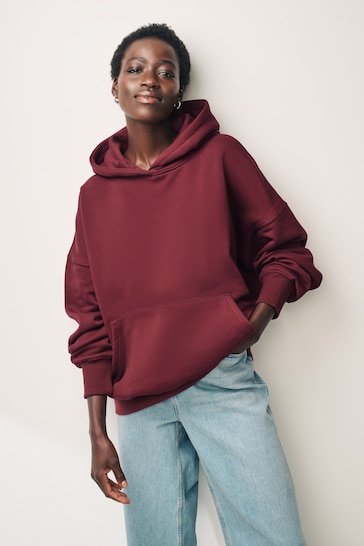 Burgundy Red Relaxed Fit Longline Overhead Hoodie