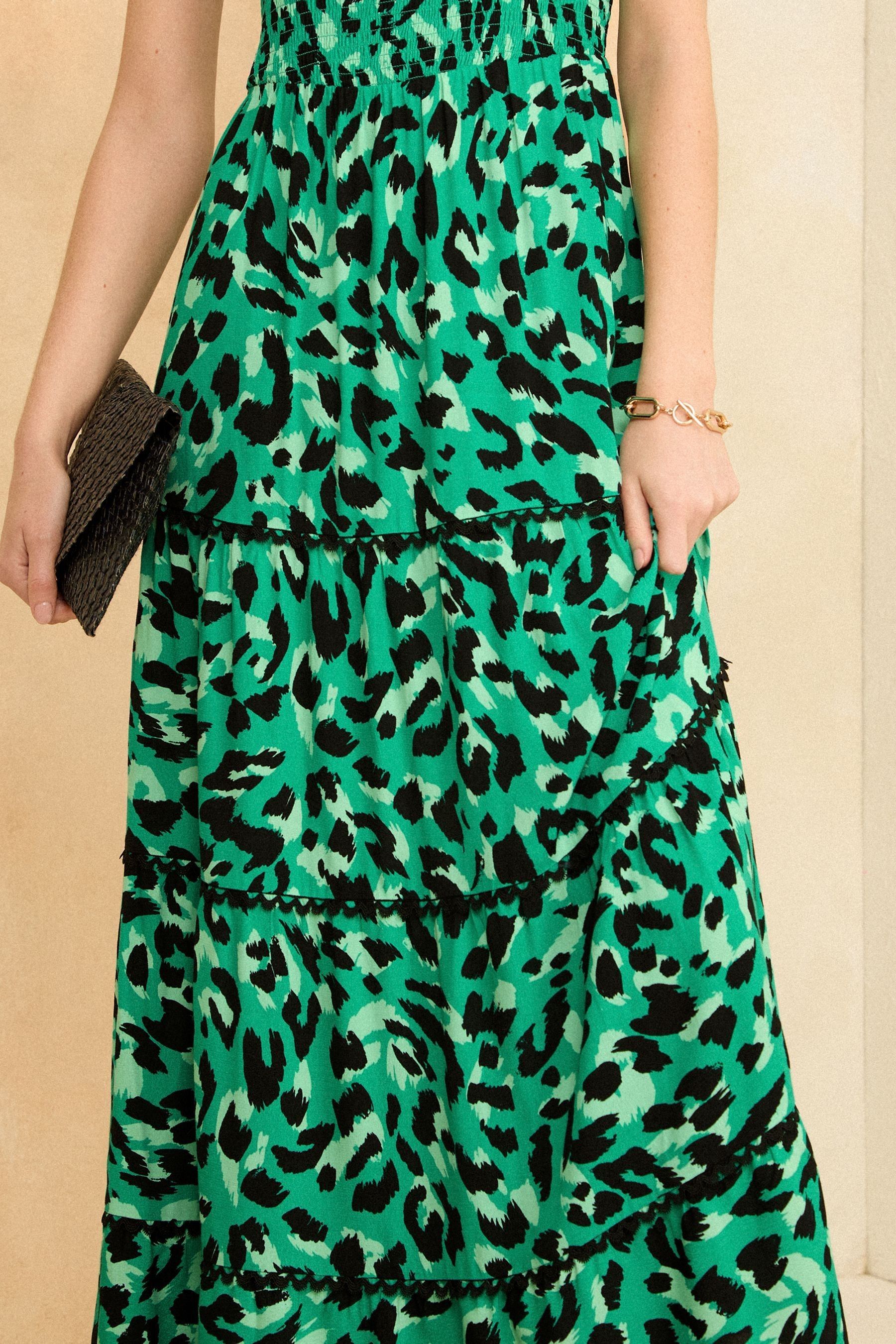 Buy Love Roses Green Animal Strappy Shirred Maxi Summer Dress from the Next UK online shop