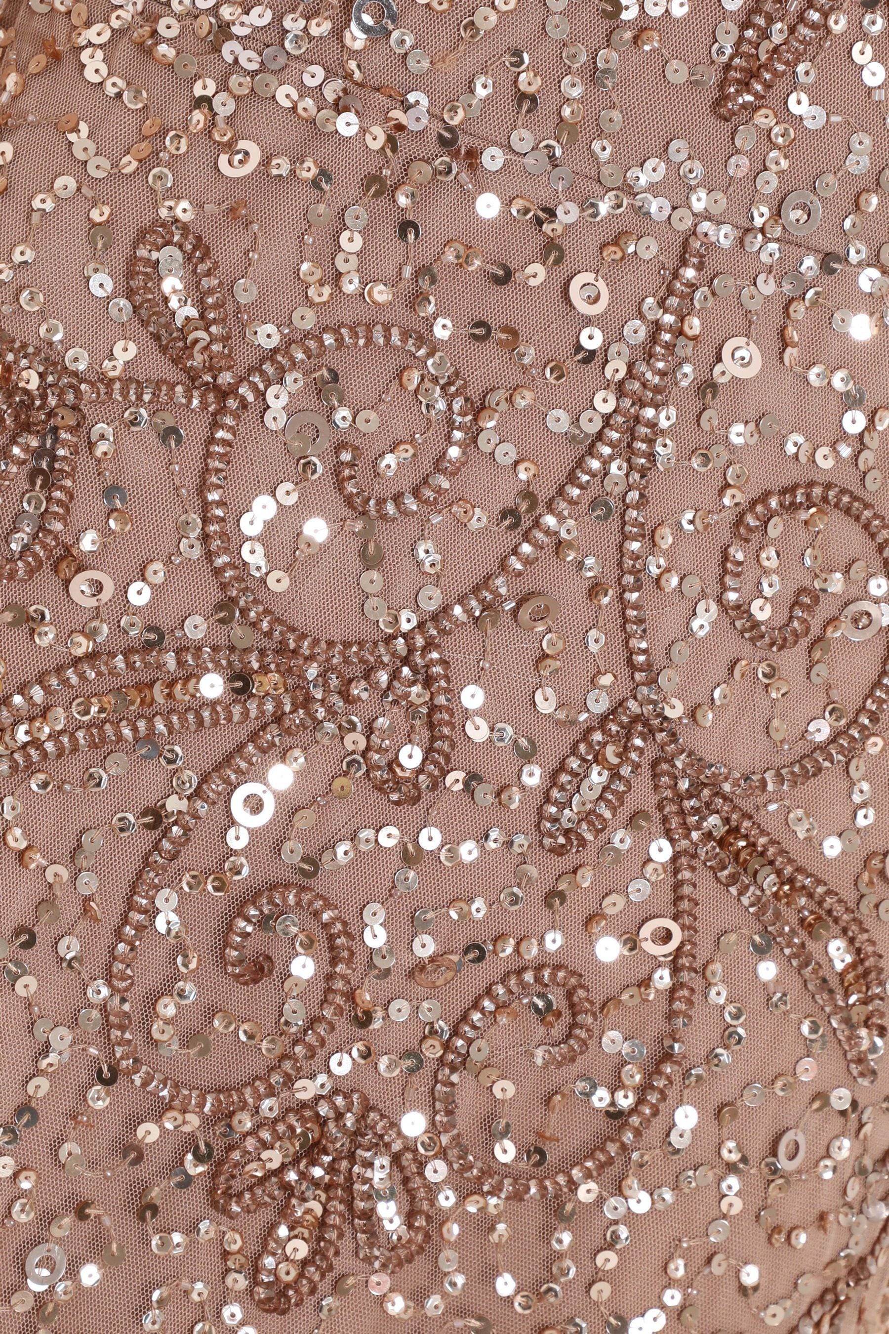 Quiz gold sequin embellished maxi dress top