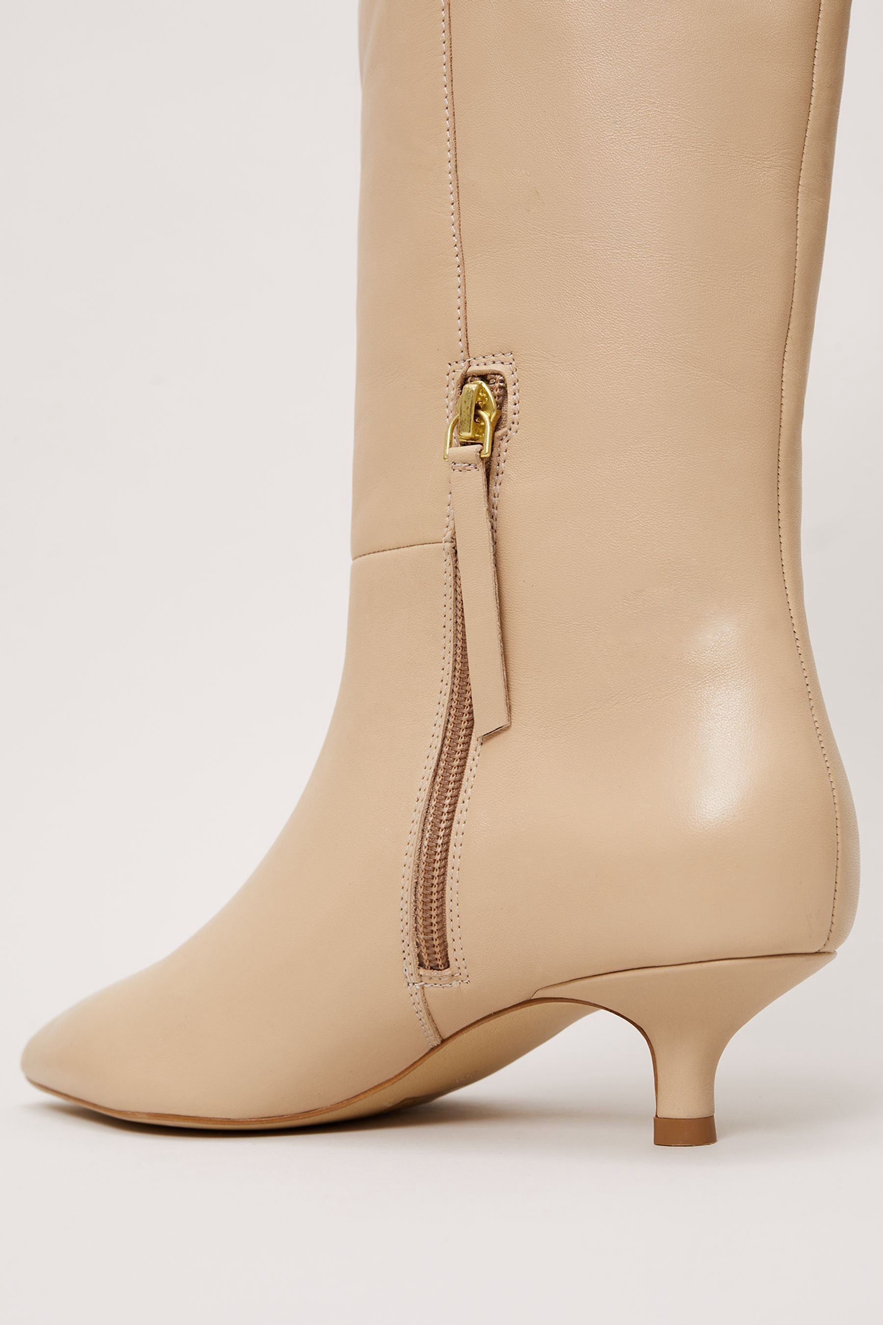 Cream kitten heel boots discount