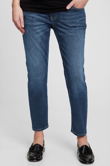 Gap Mid Wash Blue Maternity Over The Bump Cheeky Straight Jeans