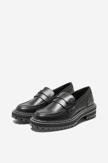 ONLY Black Faux Leather Chunky Sole Loafer